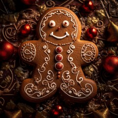 A Christmas setting featuring a gingerbread man