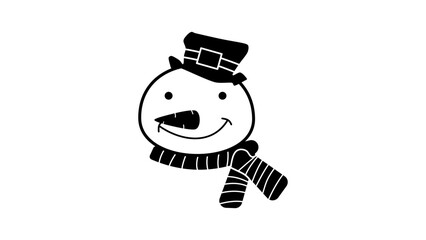 Snowman sign, black isolated silhouette