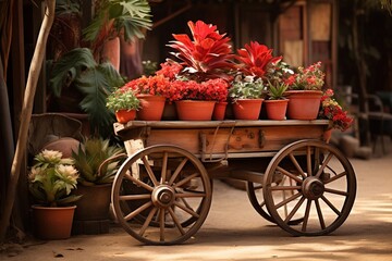 cart with flowers