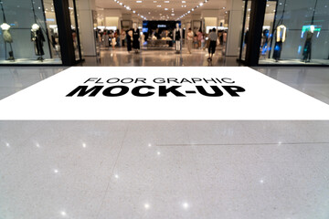 Floor Graphic Mockup at Front of fashion store in Shopping Mall