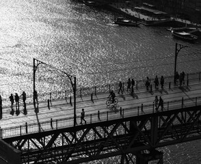 Tiny people on the bridge