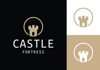 castle fortress monogram logo design illustration template - obrazy, fototapety, plakaty