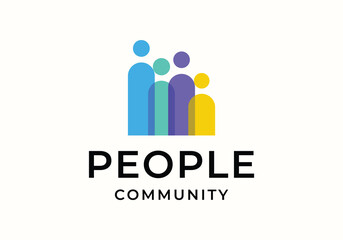 people community human unity overlapping color logo icon illustration design