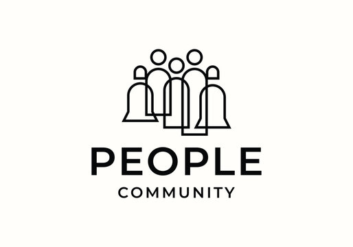 people unity family line art logo icon illustration design