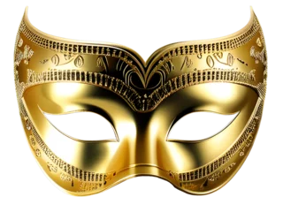 Zelfklevend Fotobehang Golden carnival mask, A gold mask on a transparent background, The Golden Carnival Mask's Radiance for Every Celebration  - AI-Generated © ABDULLAH