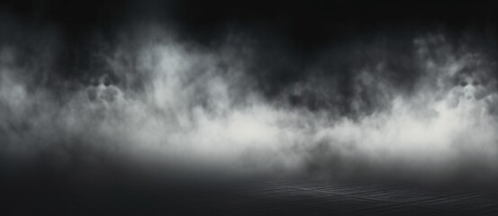 Obraz na płótnie Canvas Smoke on floor, fog effect over surface, white cloud, perspective overlay element. Transparent dust above ground - silhouette of scene with atmosphere, Generative AI