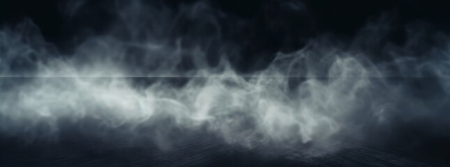 Smoke on floor, fog effect over surface, white cloud, perspective overlay element. Transparent dust above ground - silhouette of scene with atmosphere, Generative AI