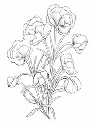 Sweet Pea flower Coloring book page