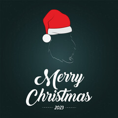 Merry Christmas greetings vector design with Santa Cap and Happy New Year 2024