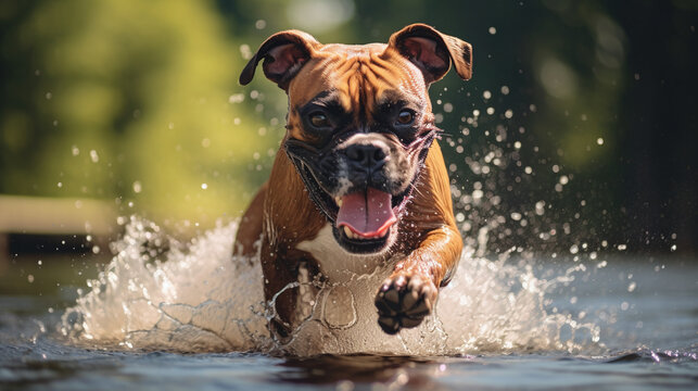 A Happy Boxer Dog and Their Owner Captured in an Action Pet Photography