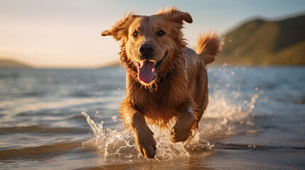 A Contented Golden Retriever and Their Owner Captured in a Lifestyle Pet Photograph