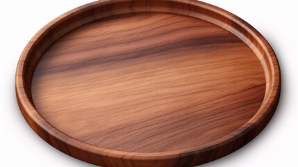 empty circle wood plates tray isolated on transparent background