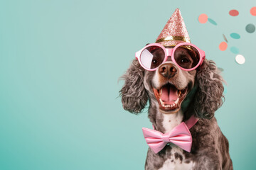 Célébration Canine : Chiens en Tenues de Fête pour la Nouvelle Année - obrazy, fototapety, plakaty