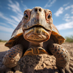 A Dignified and Inquisitive Tortoise Captured in a Macro Pet Photography - obrazy, fototapety, plakaty