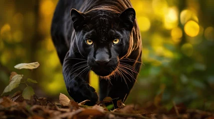 Plexiglas foto achterwand A sleek black panther with a majestic presence © Rohit