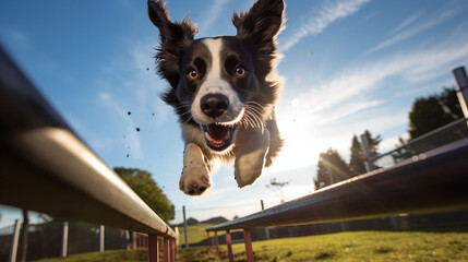 A playful Border Collie in action - obrazy, fototapety, plakaty