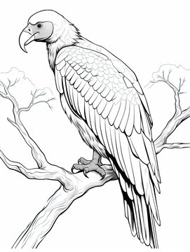 Vulture animal Coloring book page
