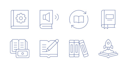Book icons. Editable stroke. Containing book, audio book, write, books.