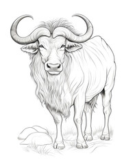 Wildebeest animal Coloring book page