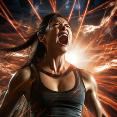 crazy screaming woman, digital illustration