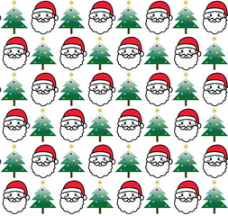 seamless pattern with Christmas Santa and trees