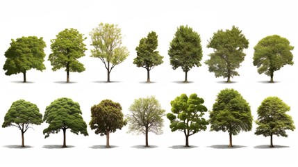 Big set of 3D Green Trees Isolated on white background , Use for visualization in architectural design or garden decorate - obrazy, fototapety, plakaty