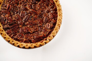 Pecan pie isolated on white background
