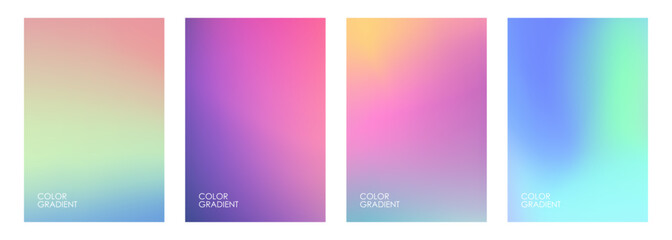 Bright color gradients. Set of abstract  blurred backgrounds for brochure covers, posters and flyers. Vector illustration.