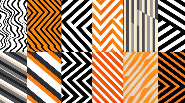 Watercolor striped brown orange checkered pattern seamless on white background.