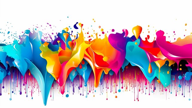 Abstract colorful rainbow color painting illustration watercolor splashes