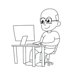 Computer programmer. Vector illustration for coloring
