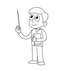 Young music teacher. Vector illustration for coloring