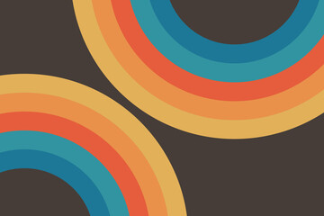 Obraz premium Abstract background of rainbow groovy Wavy Line design in 1970s Hippie Retro style.