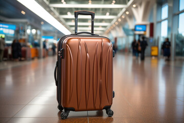 Suitcases on the background of a modern airport