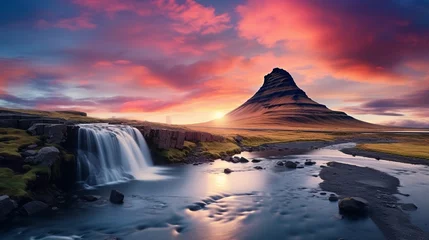 Cercles muraux Kirkjufell sunset in the mountains