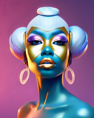 Futuristic women African high-fashion futuristic