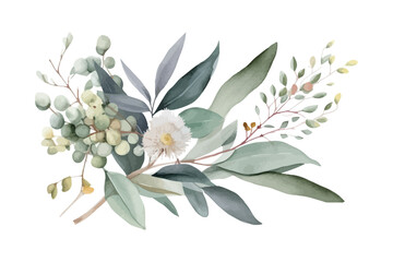 Watercolor vector flowers. Botanical illustration. Wild bouquet. 
