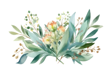 Fotobehang Watercolor vector flowers. Botanical illustration. Wild bouquet.  © Ася Якимчук