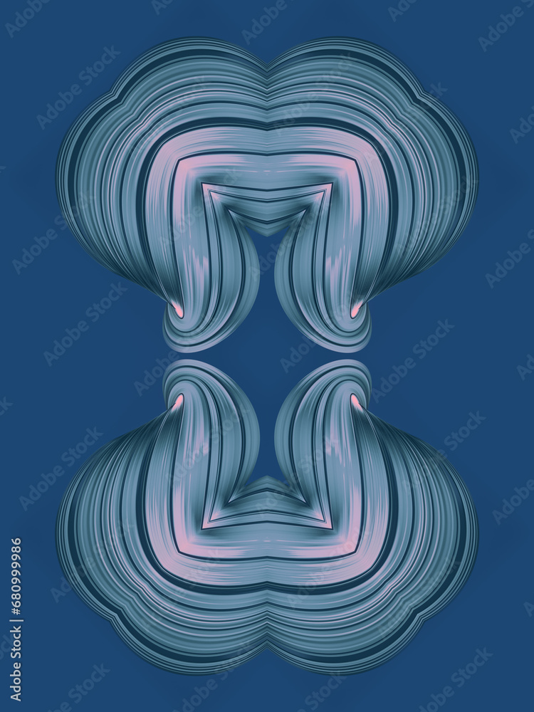 Aufkleber Colorful design with blue background and abstract multicolored geometric figure. 3d rendering digital illustration