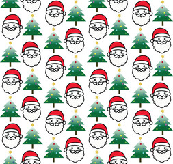 seamless pattern with Christmas Santa and trees
