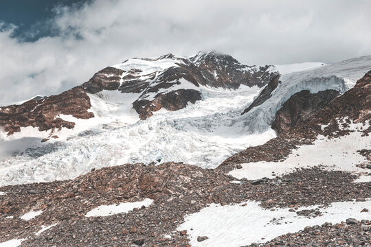 glacier of monte rosa view in the alsp on a summer day