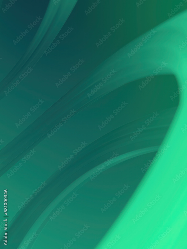 Aufkleber Pattern of curved green shapes with shiny stripes. Bright abstract background. 3d rendering digital illustration