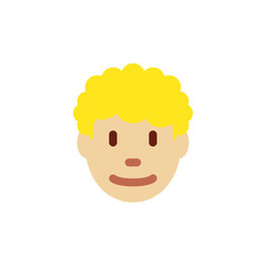  Man: Medium-Light Skin Tone, Curly Hair 