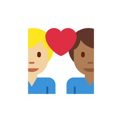 Fototapeta premium Couple with Heart: Man, Man, Medium-Light Skin Tone, Medium-Dark Skin Tone