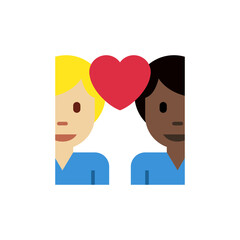 Couple with Heart: Man, Man, Medium-Light Skin Tone, Dark Skin Tone