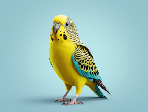 Budgerigar Studio Shot Isolated on Clear White Background, Generative AI