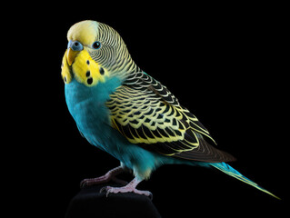 Budgerigar Studio Shot Isolated on Clear Black Background, Generative AI