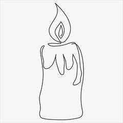 Continuous line hand drawing vector illustration candle