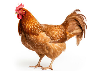 Fototapeta premium Chicken Studio Shot Isolated on Clear White Background, Generative AI