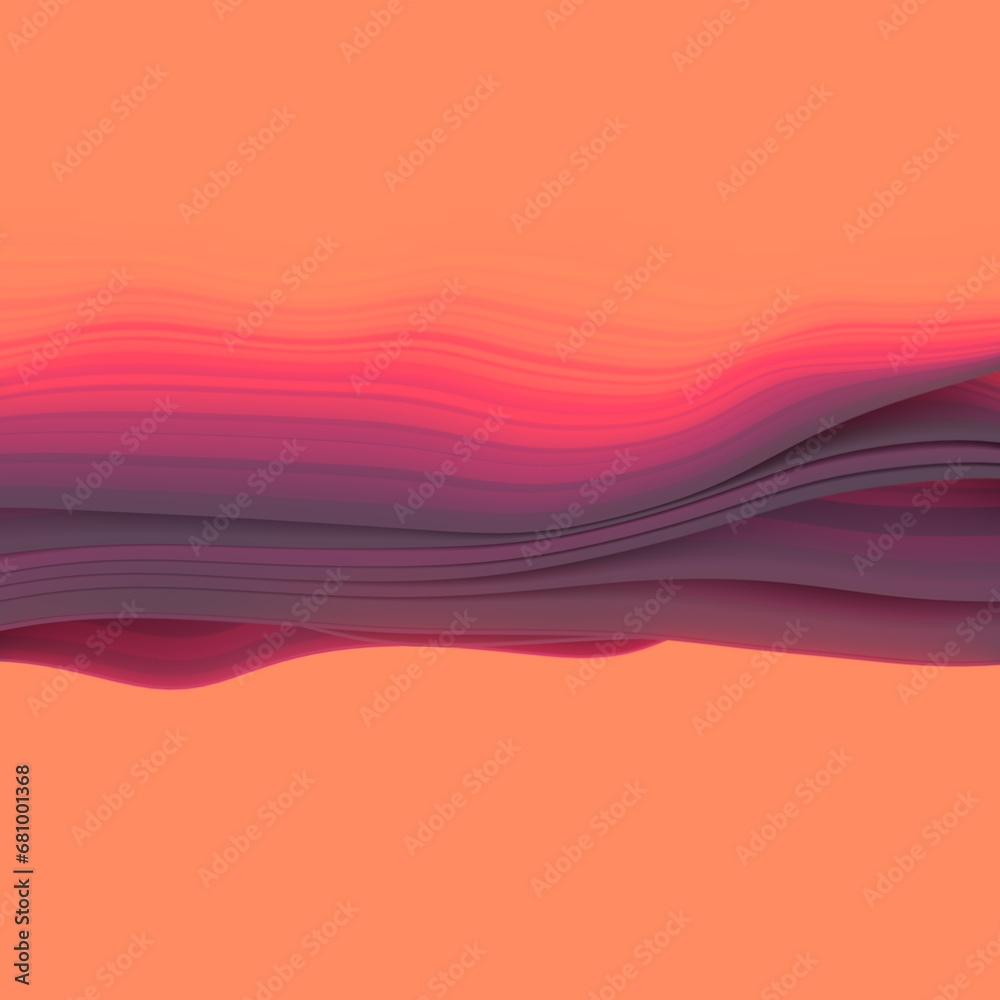 Aufkleber Magical waves of fabric in the wind with vivid color gradient. Futuristic background. 3d rendering digital illustration